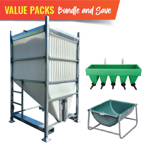 Rapid Value Pack: Rapid Bulk Bin + 2ft Longline Feed Trough + 5 Teat Calfateria Bundle