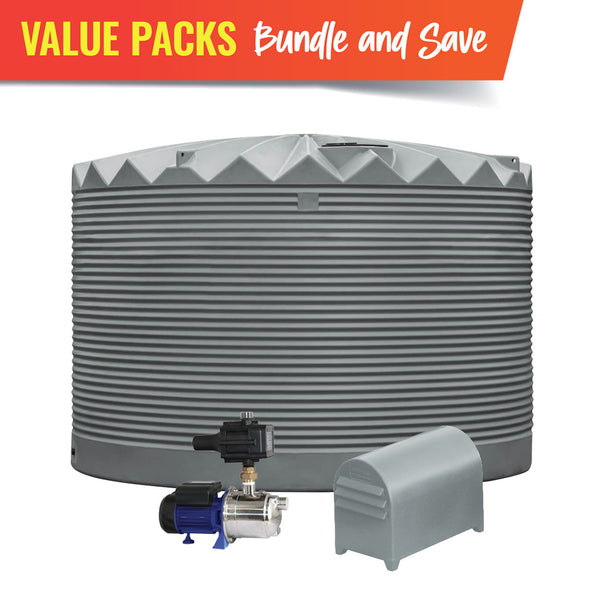27000L Rainwater Tank + Pump + Matching Pump Cover