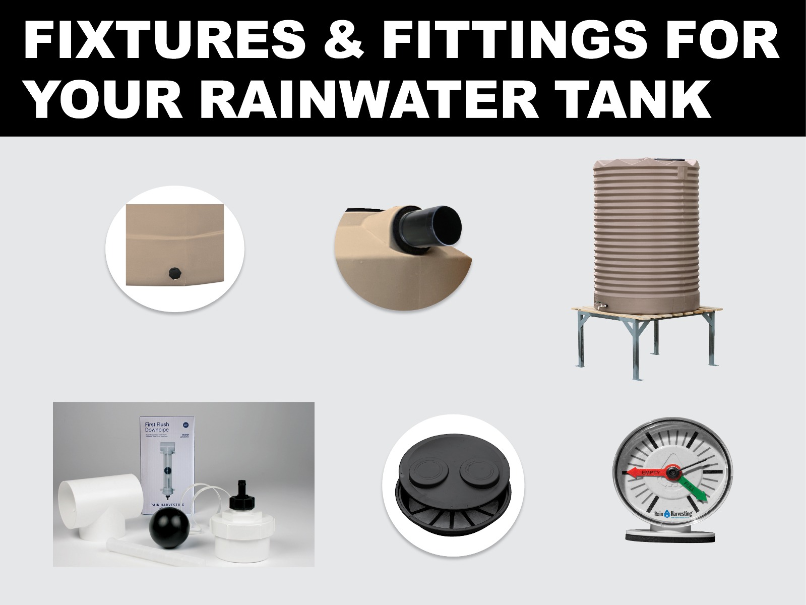 Fixtures and fittings for rainwater tanks